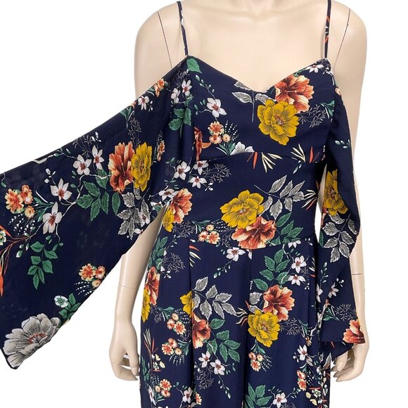 Chelsea 28 x Nordstrom Bow front Floral Print Wide Leg flowy Maxi Jumpsuit LG - Picture 6 of 9